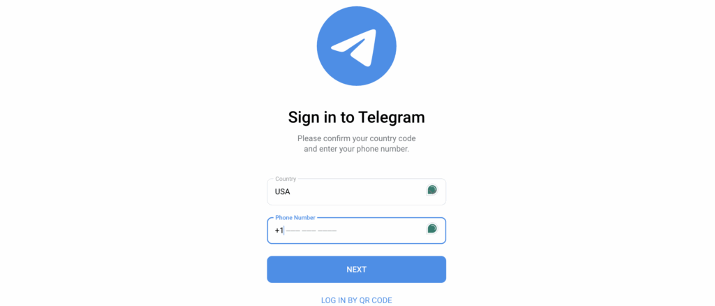 Login to Web Telegram with a phone number
